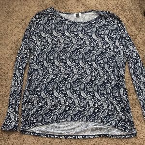 Navy patterned long sleeved shift